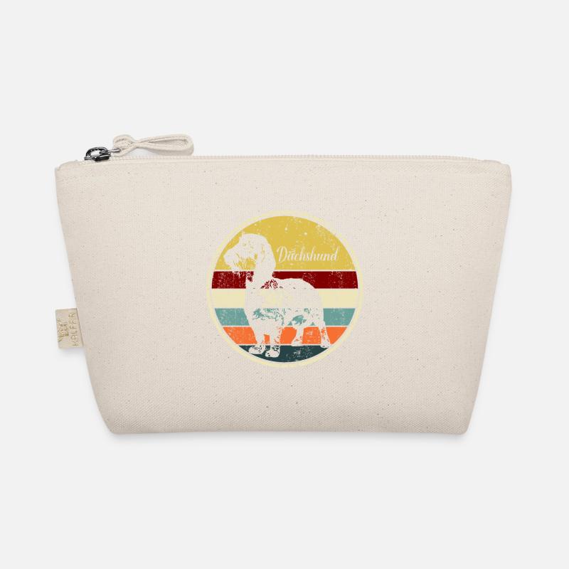 Dachshund wire-haired dachshund retro circle silhouette Organic Pouch