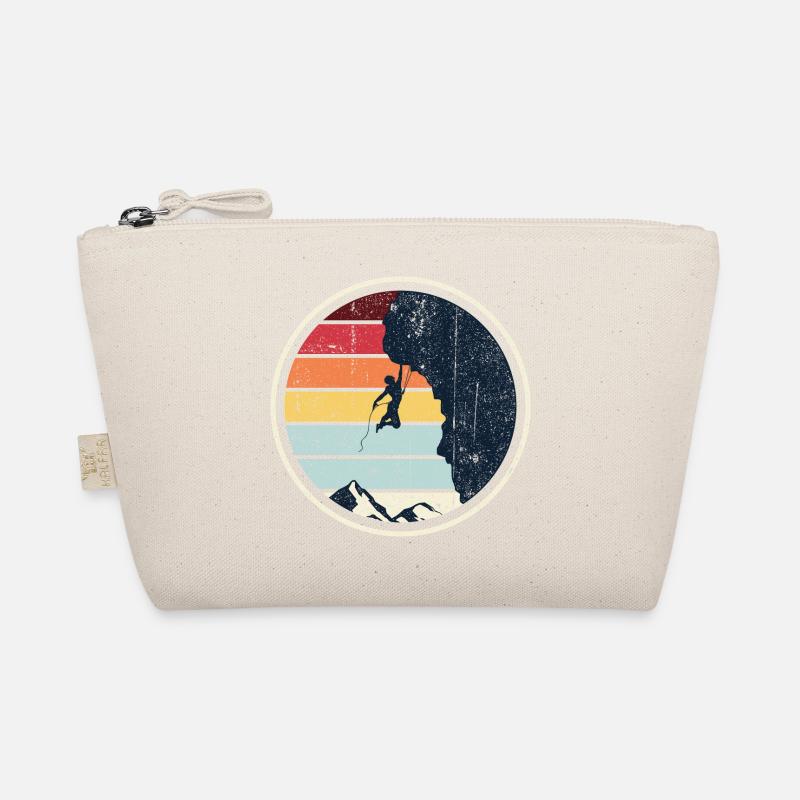 Retro Sunset Climb on Cliff - Organic Pouch - nature