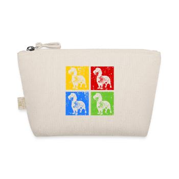 Dachshund Rauhaardackel Pop Art Retro Style Grunge - Bio-Täschchen - Natur - Vorne