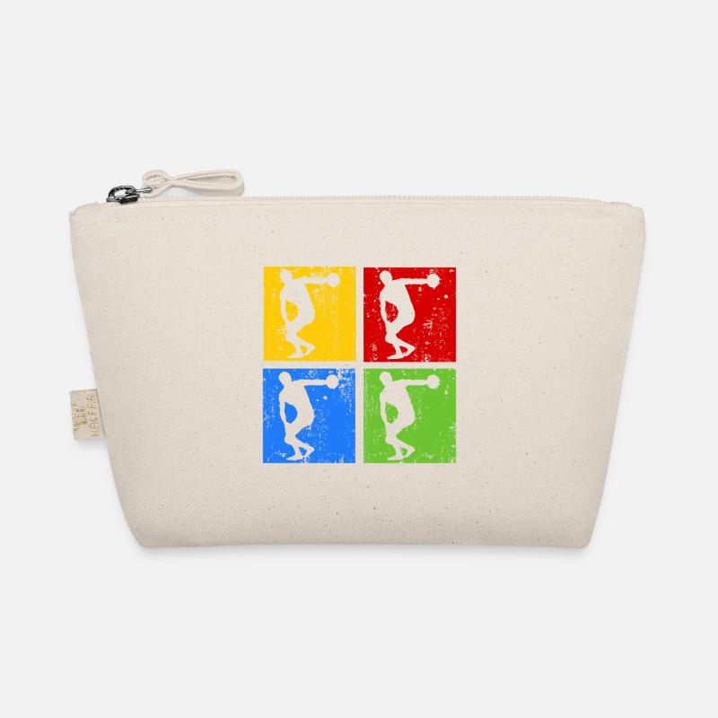Diskuswurf Diskuswerfen Pop Art Retro Silhouette - Bio-Täschchen - Natur