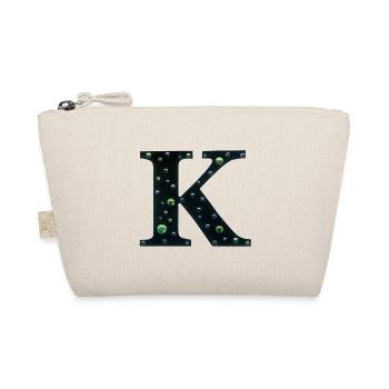 Buchstabe K Monogramm, Grün und Silber - Cool Galaxy - Bio-Täschchen - Natur - Vorne