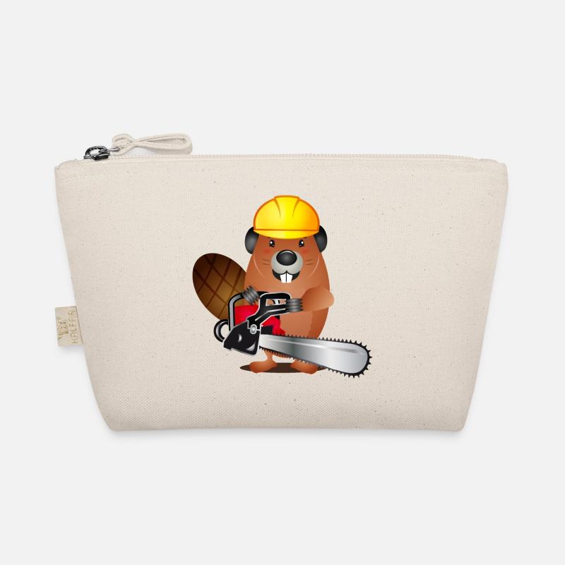 mignon castor avec une tronçonneuse et un casque de protection - Trousse biologique - nature