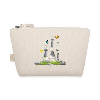 three stone towers on a meadow with insects - Organic Pouch - nature - Front