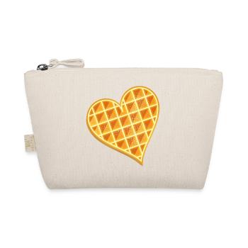 goldbraune Waffel in Herz Form mit Puderzucker - Bio-Täschchen - Natur - Vorne