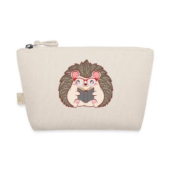 Hedgehog "Reader" Christmas Design For Students - Organic Pouch - nature - Front