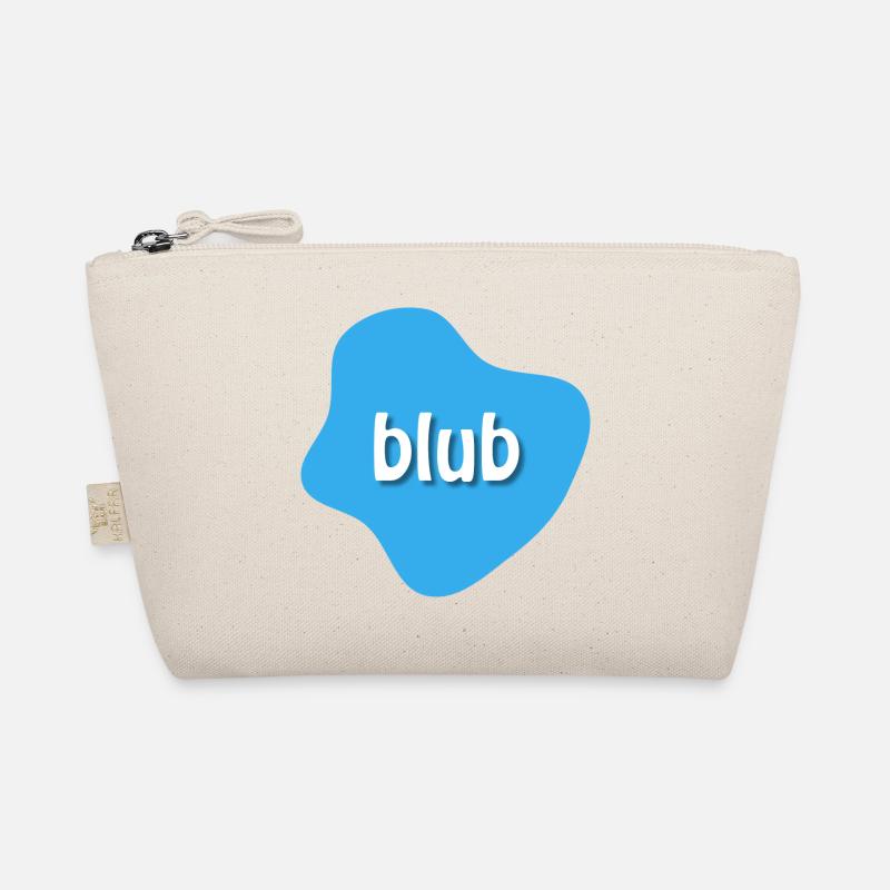 Text "blub" auf blauem Fleck, Klecks Bio-Täschchen