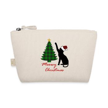 Meowy Weihnachten mit Katze und Weihnachtsbaum - Bio-Täschchen - Natur - Vorne