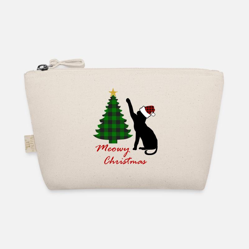 Meowy Christmas with cat and Christmas tree Organic Pouch
