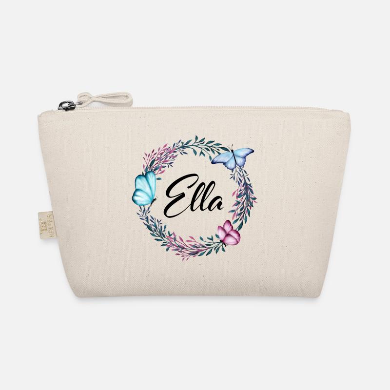 Ella, Name, Schriftzug, Blumenkranz, Geschenk - Bio-Täschchen - Natur