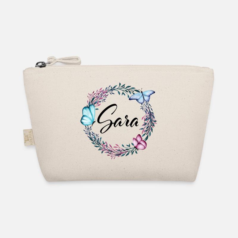 Sara, nom, lettrage, couronne de fleurs, cadeau Trousse biologique