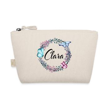 Clara, name, lettering, flower wreath, gift - Organic Pouch - nature - Front