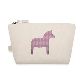 Dala Horse Diamonds Pink Horse Girl Scandinavian - Organic Pouch - nature - Front