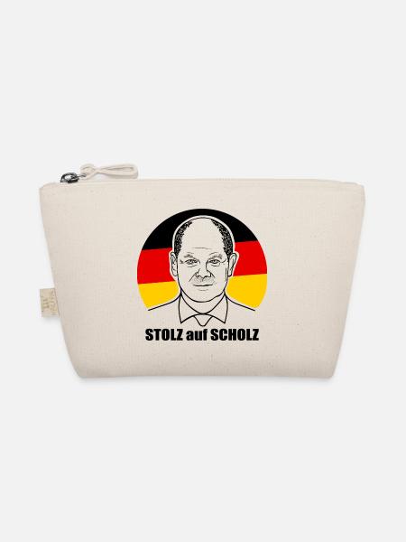 stolz auf Scholz, Bundeskanzler, Deutschland Shirt - Bio-Täschchen - Natur - Vorne