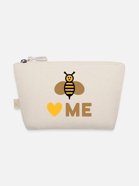 Bees love me (Biene, Herz) - Bio-Täschchen - Natur - Vorne
