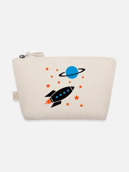 Spaceship, stars and planet with ring - Organic Pouch - nature - Front