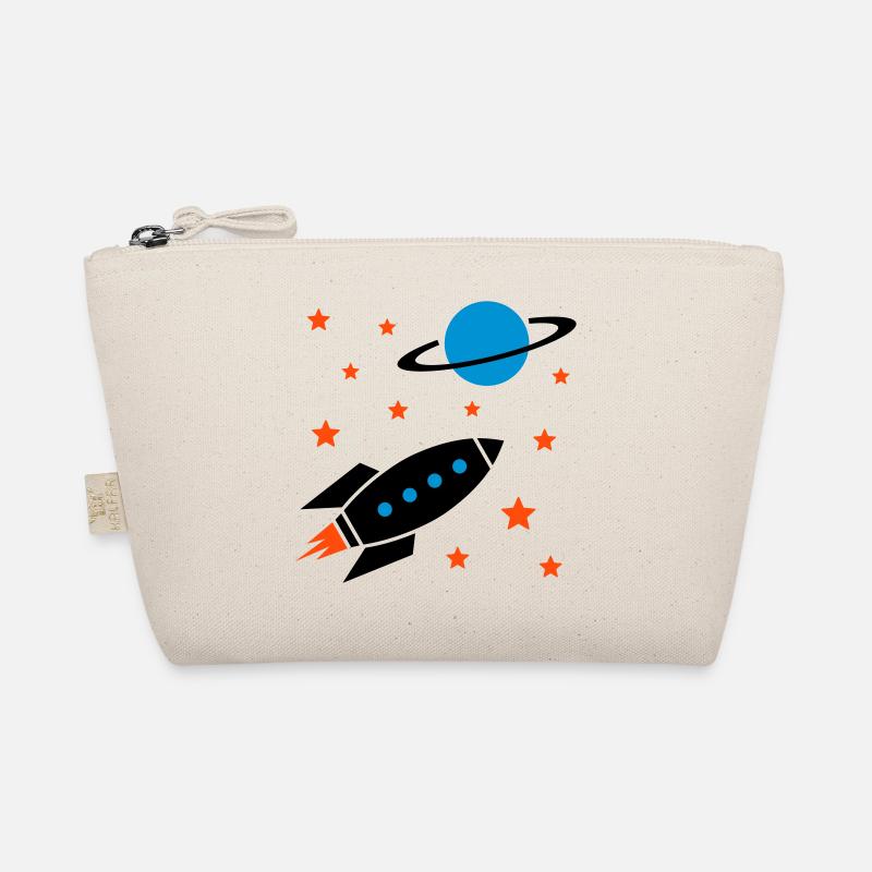 Spaceship, stars and planet with ring Organic Pouch
