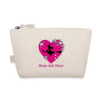 Hexe mit Herz Motiv - Bio-Täschchen - Natur - Vorne