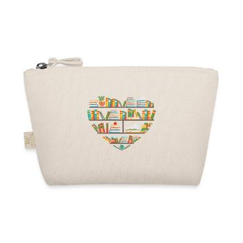 Reading Quote Heart Bookshelves Library Book Lover - Organic Pouch - nature - Front
