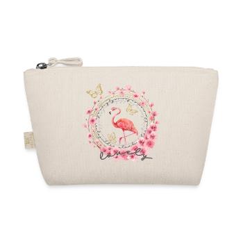 * Flamingo mit Blumen * in Wasserfabtechnik - Bio-Täschchen - Natur - Vorne