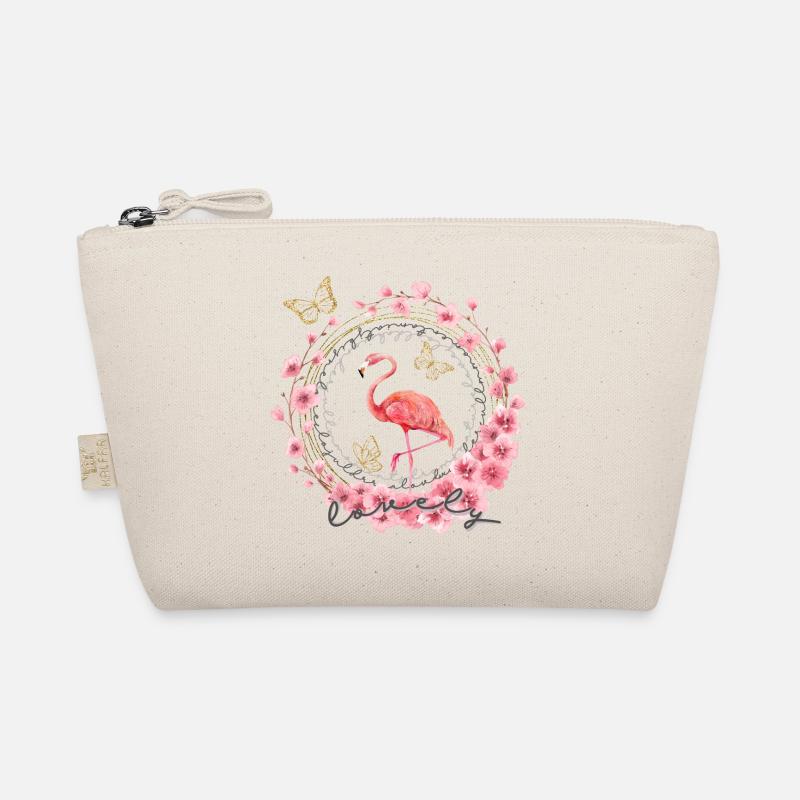 * Flamingo mit Blumen * in Wasserfabtechnik Bio-Täschchen