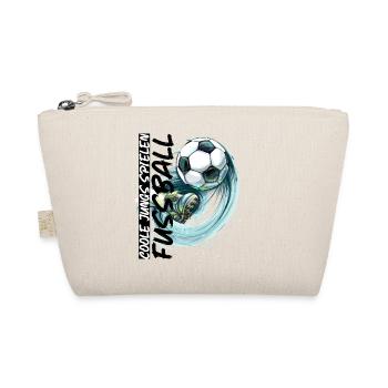 Dynamischer Fußball und Fußballschuh - Bio-Täschchen - Natur - Vorne