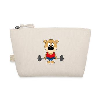 TEDDY - GEWICHTHEBER - FITNESS - SPORT - BÄR - Bio-Täschchen - Natur - Vorne