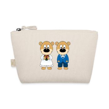 HOCHZEIT - HEIRATEN - LIEBE - BRAUTPAAR - TEDDYS - Bio-Täschchen - Natur - Vorne
