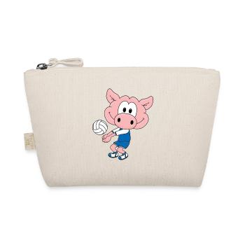 VOLLEYBALL - SPORT - SCHWEIN - TIER - KIND - BABY - Bio-Täschchen - Natur - Vorne