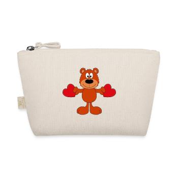 TEDDYBÄR - LIEBE - LOVE - KIND - BABY - HERZEN - Bio-Täschchen - Natur - Vorne