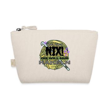 Die Tut Nix Die Will Nur Häkeln Gelb Lila Garn - Bio-Täschchen - Natur - Vorne