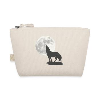 schöne wildtiermotive, Heulende Wolfsilhouette - Bio-Täschchen - Natur - Vorne