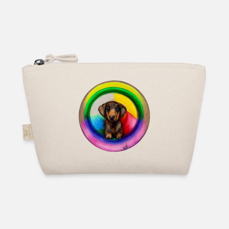 Dackel im Regenbogendesign Bio-Täschchen