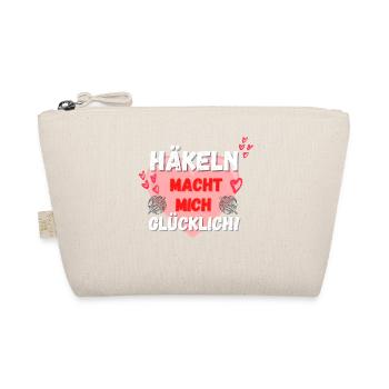 Häkeln macht mich glücklich! rosa Herz rot Herzen - Bio-Täschchen - Natur - Vorne