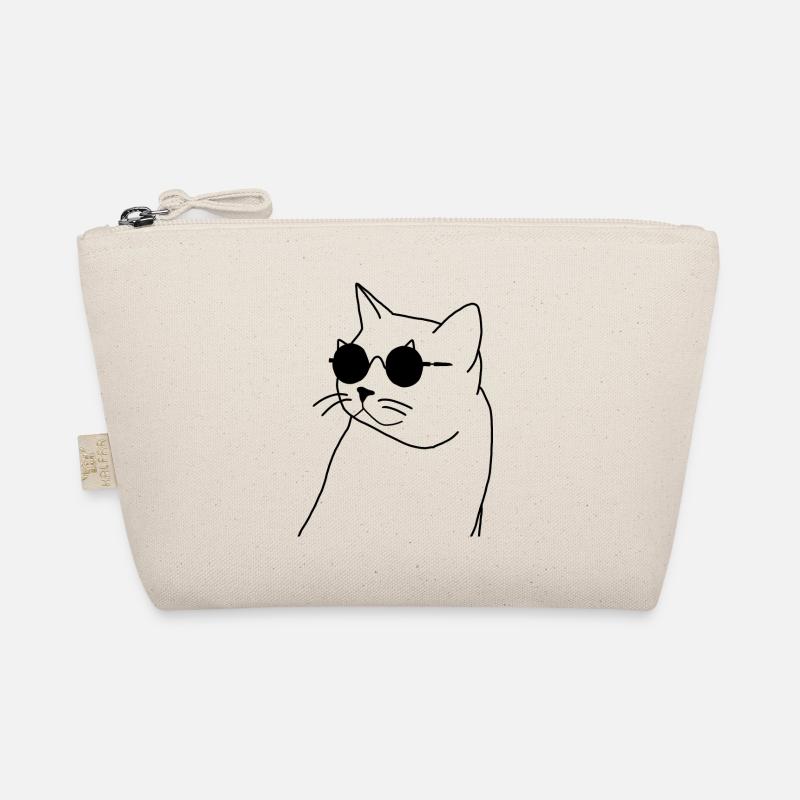 Katze mit Brille - Bio-Täschchen - Natur