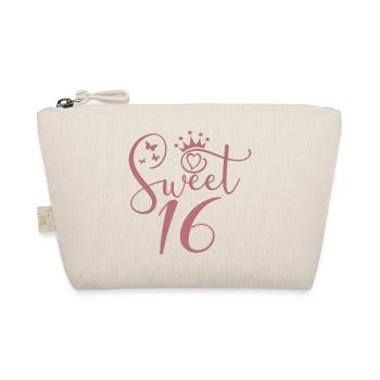 Sweet Sixteen süßes Geschenk zum 16. Geburtstag 16 Jahre alt - Bio-Täschchen - Natur - Vorne