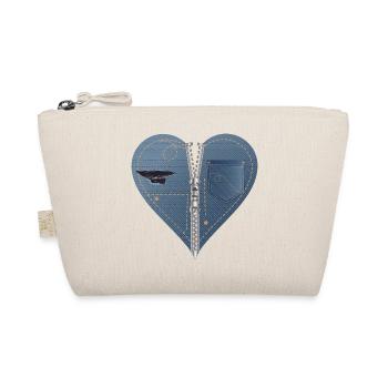 cœur bleu clair en jean look avec fermeture éclair - Trousse biologique - nature - Devant