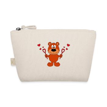 TEDDY - SEIFENBLASEN - HERZEN - LIEBE - LOVE - Bio-Täschchen - Natur - Vorne