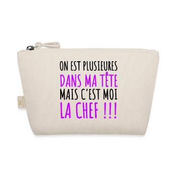 on est plusieures dans ma tête humour femme cadeau - Trousse biologique - nature - Devant