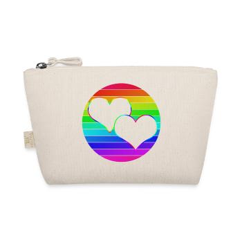 Regenbogen 2 verschlungene Herzen - Bio-Täschchen - Natur - Vorne