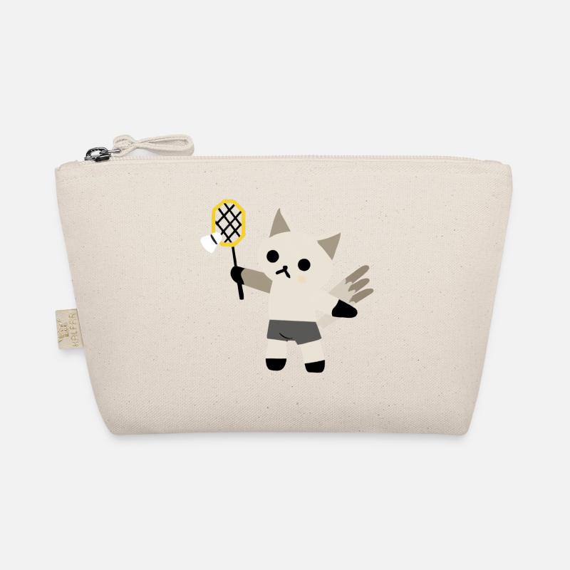 excited cat plays badminton Organic Pouch