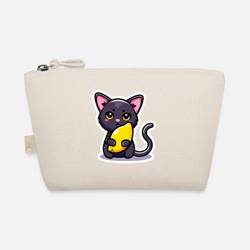 Eine Katze und ihre Mango - Sticker Stil Bio-Täschchen