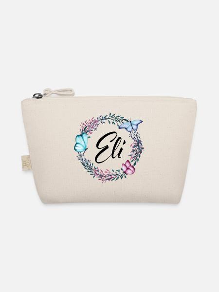 Eli, Name, Schriftzug, Blumenkranz, Geschenk - Bio-Täschchen - Natur