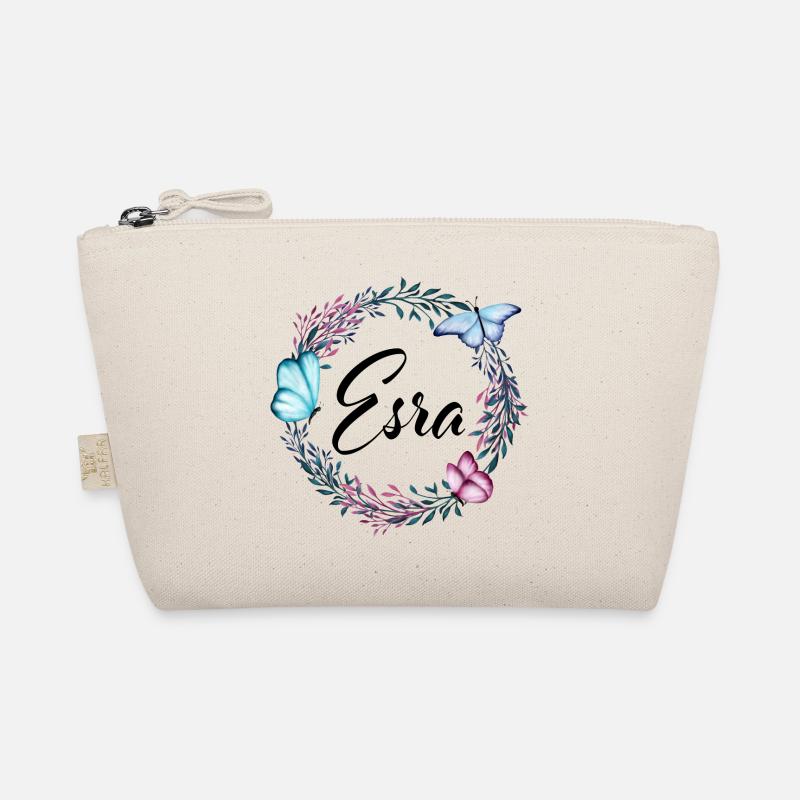 Esra, nom, lettrage, couronne de fleurs, cadeau Trousse biologique