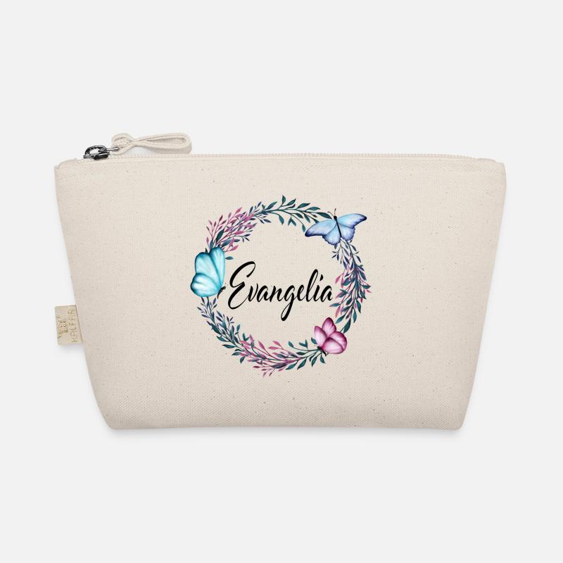 Evangelia, nom, lettrage, couronne de fleurs, cade Trousse biologique