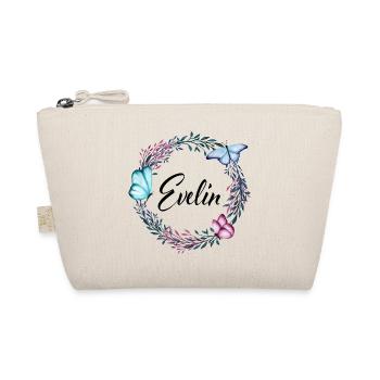 Evelin, name, lettering, flower wreath, gift - Organic Pouch - nature - Front
