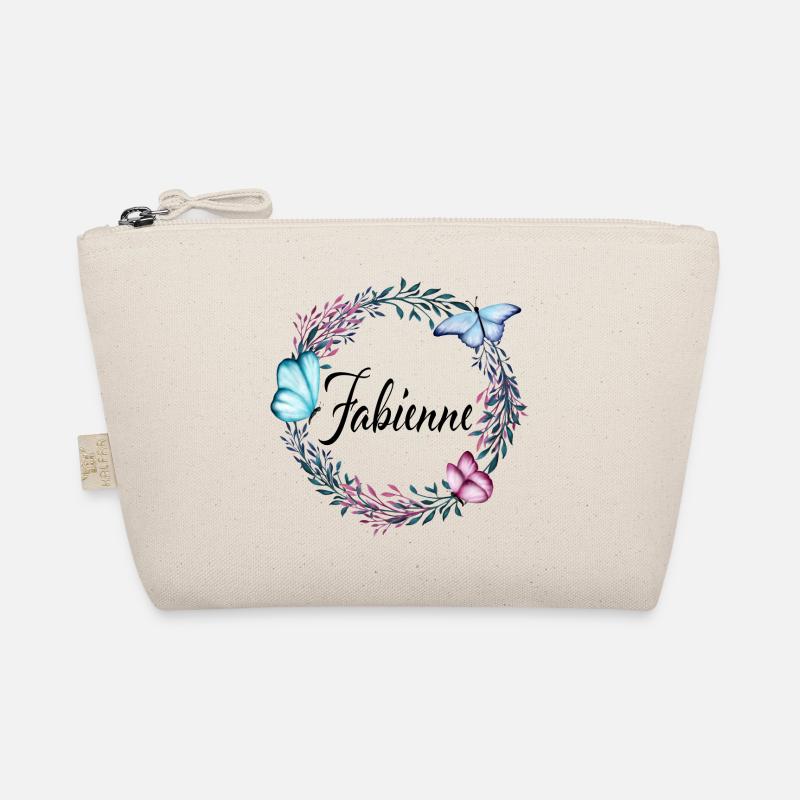 Fabienne, Name, Schriftzug, Blumenkranz, Geschenk - Bio-Täschchen - Natur