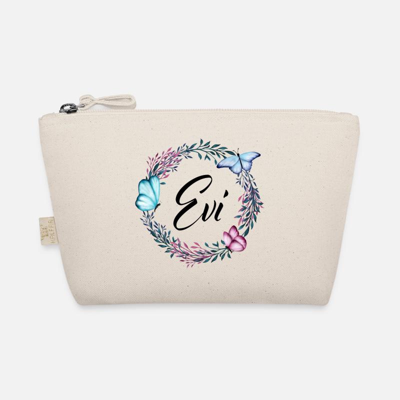 Evi, Name, Schriftzug, Blumenkranz, Geschenk - Bio-Täschchen - Natur