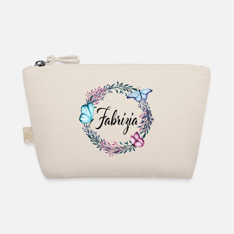 Fabrizia, Name, Schriftzug, Blumenkranz, Geschenk Bio-Täschchen