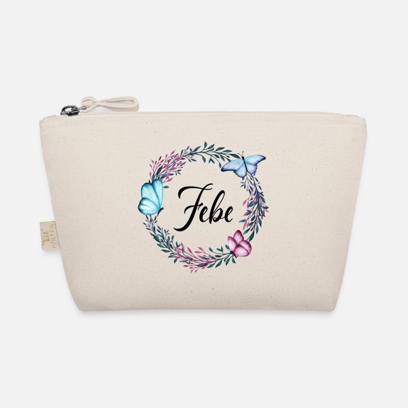 Febe, Name, Schriftzug, Blumenkranz, Geschenk Bio-Täschchen