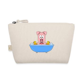 SCHWEIN - BADEWANNE - TIER - KIND - BABY - FUN - Bio-Täschchen - Natur - Vorne
